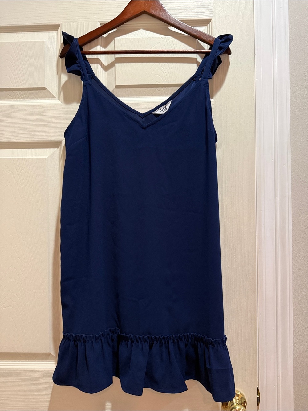 Jack by BB Dakota Navy Blue Ruffle-Hem Mini Dress